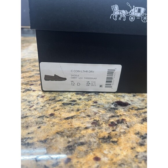 Coach C Coin Signature Drivers Men's 12D Saddle Tan Brown Leather Loafers C8897 - Picture 7 of 7